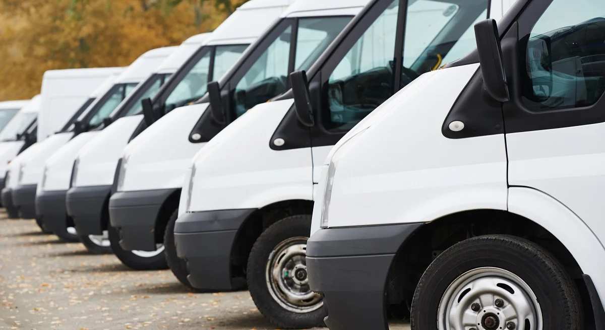 Line of parked vans