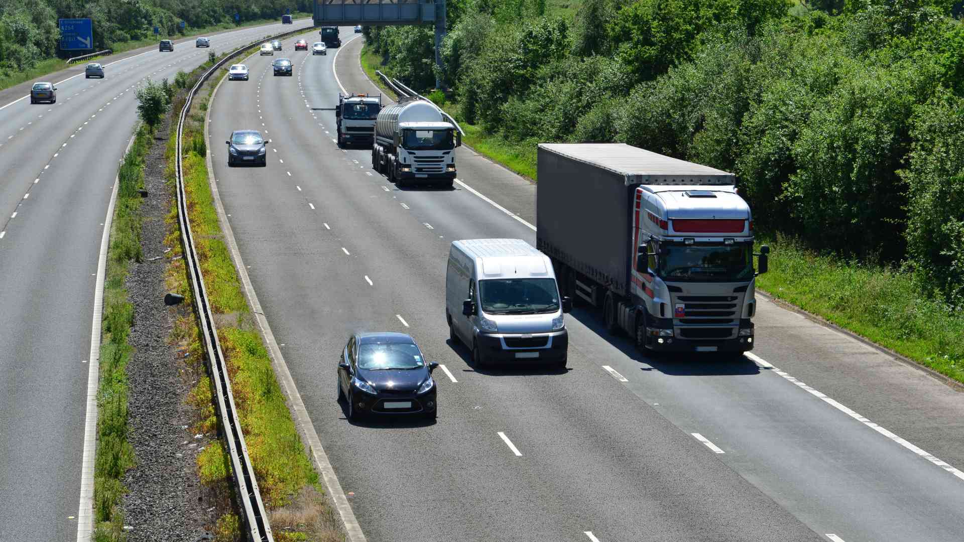 Three vehicles on the motorway