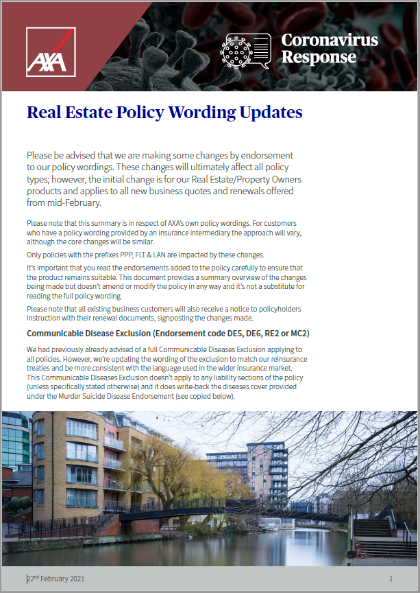 Coronavirus Hub Commercial Underwriting