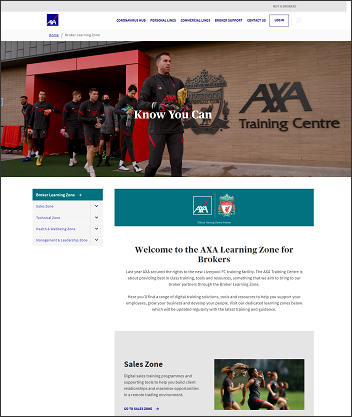 Broker Learning Zone side navigation example screenshot